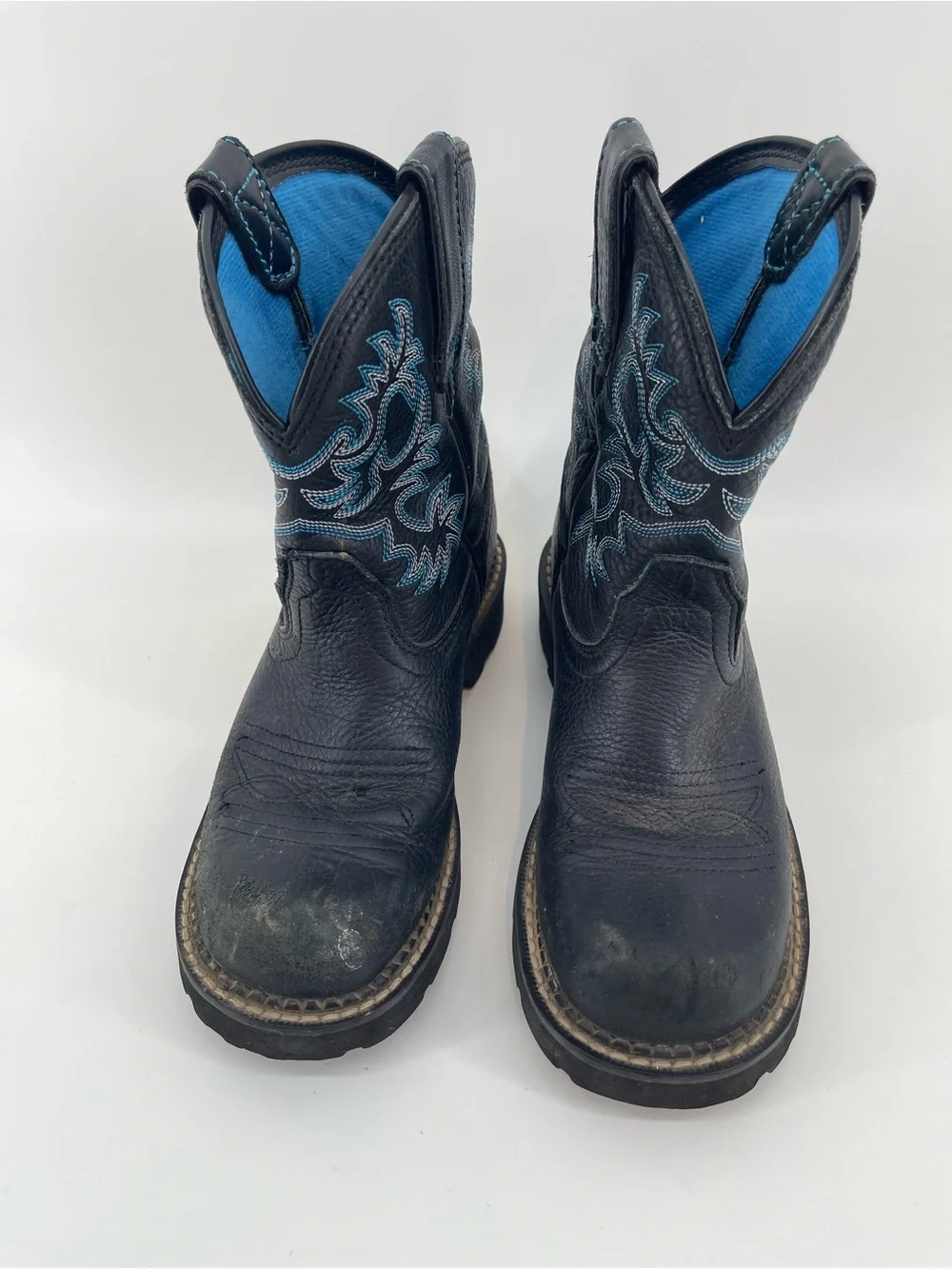 Ariat Big Kids Black Blue Western Cowboy Boots Blue 5.5B Camping Utility Farm